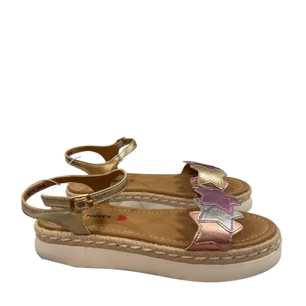 Steve Madden Starlight Sandals Metallic Gold and Pastel Colors Big Girls Size 4M